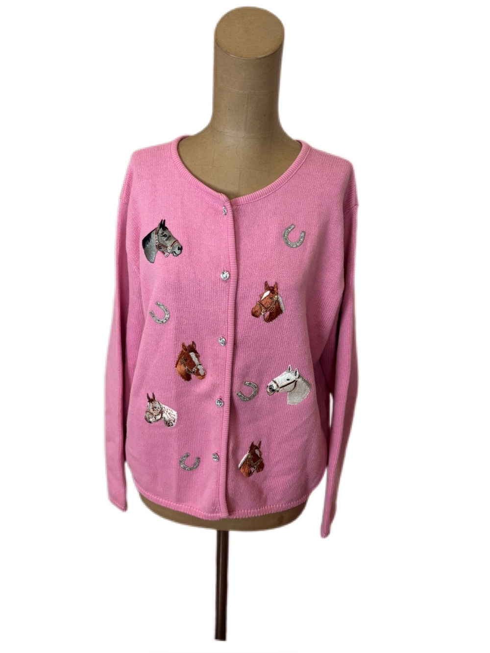 Vintage Tia Designs Horse Cardigan Sweater Size Medium Made in USA